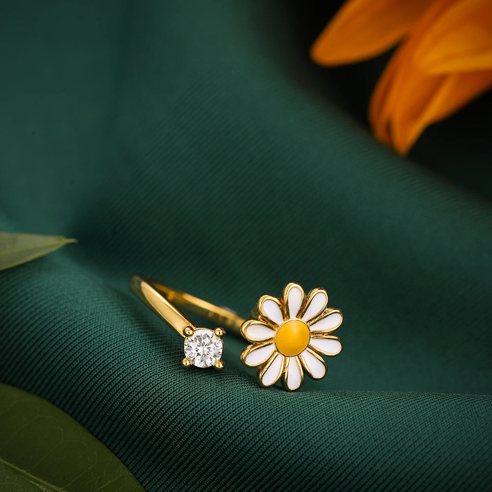 Anillo antiestres daisy fondo verde vista lateral